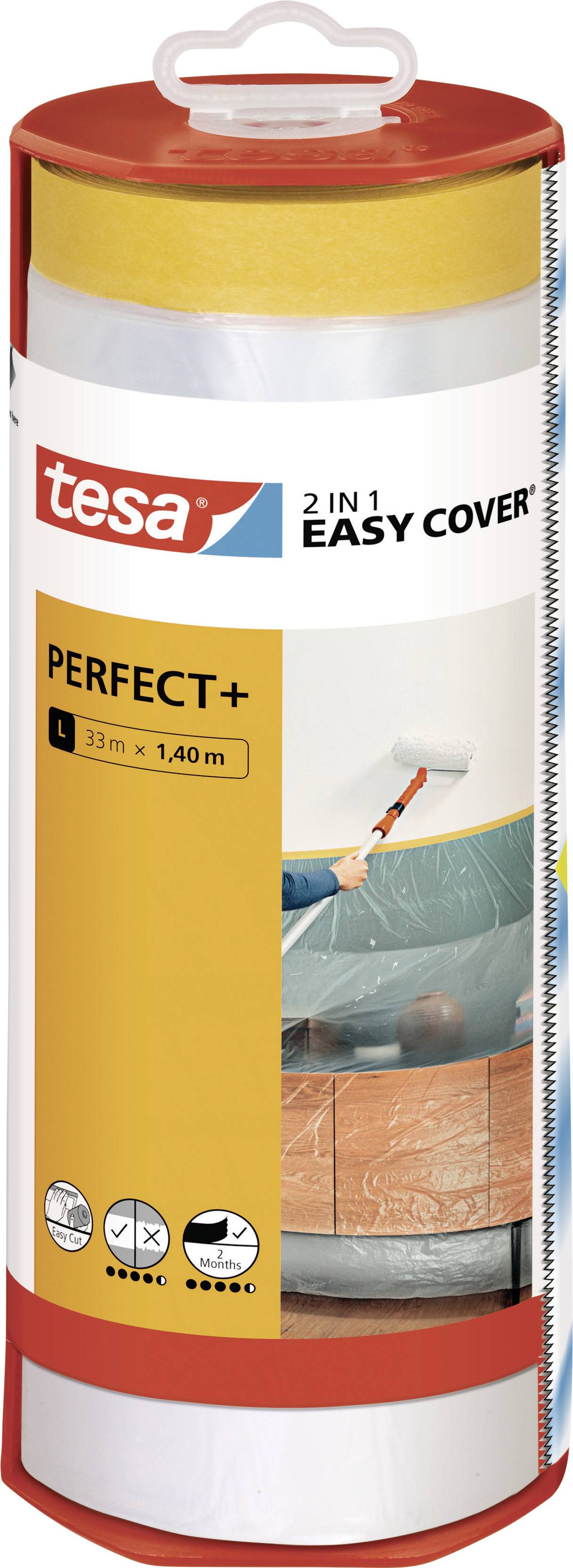 TESA Easy Cover Perfect+ 56571-00000-00 Abdeckfolie Gelb, Transparent (L x B) 33 m x 1.40 m 1 S