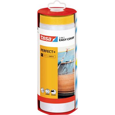 tesa 2 in 1 Easy Cover Perfect+ XL<br>17m x 2,6m<br>Perfekte Abdeckung für große Malarbeiten<br>Reißfestes Papier mit integriertem Abdeckband<br>Einfache und präzise Anwendung<br>Extra breit und lang für großflächige Projekte