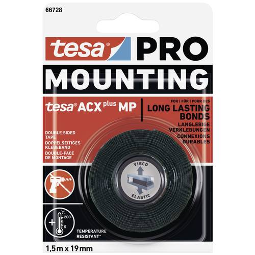 tesa Mounting PRO ACX+ 66728-00000-00 Montageband Schwarz (L x B) 1.5 m x 19 mm 1 St.