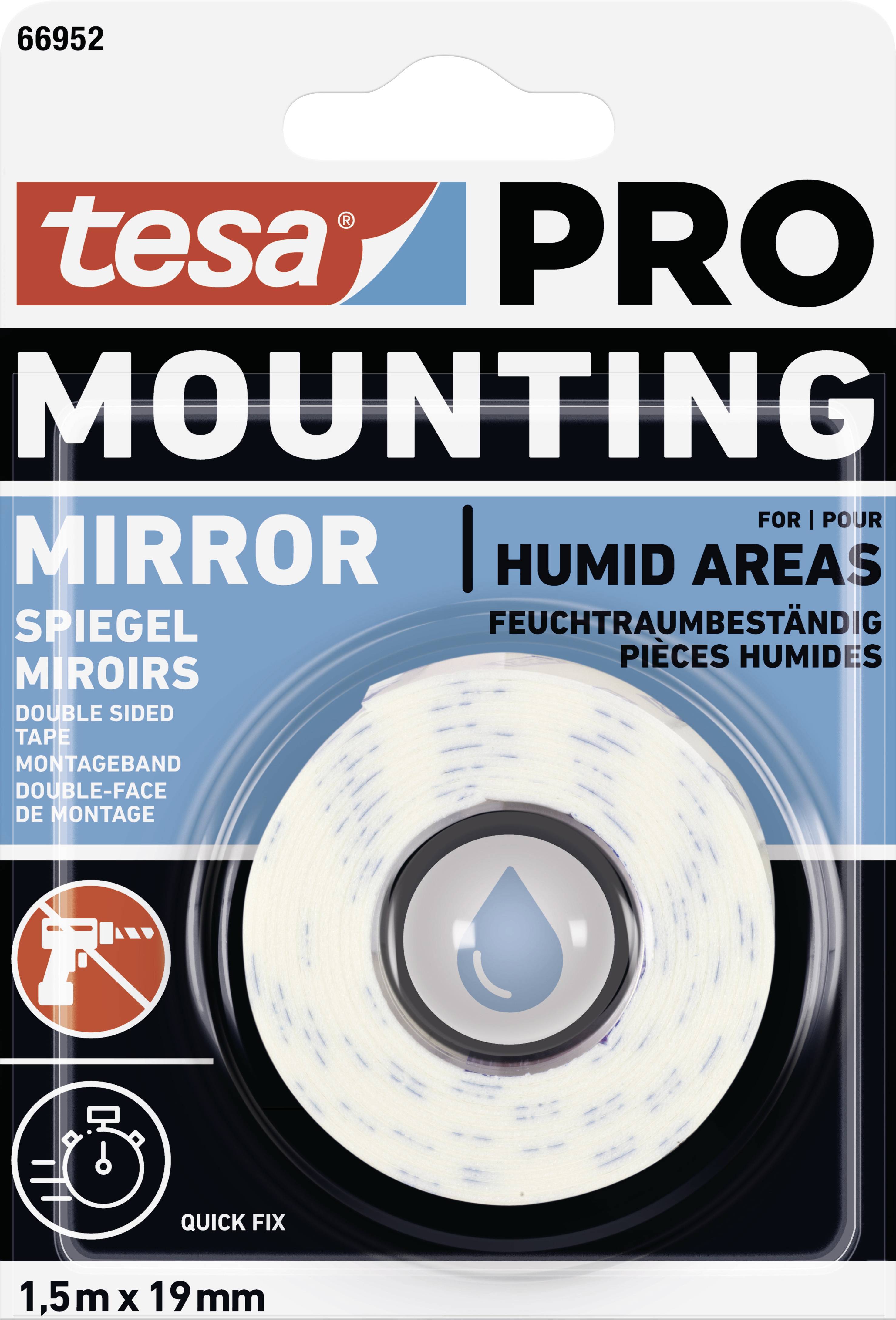 TESA Mounting PRO Spiegel 66952-00000-00 Montageband Weiß (L x B) 1.5 m x 19 mm 1 St.