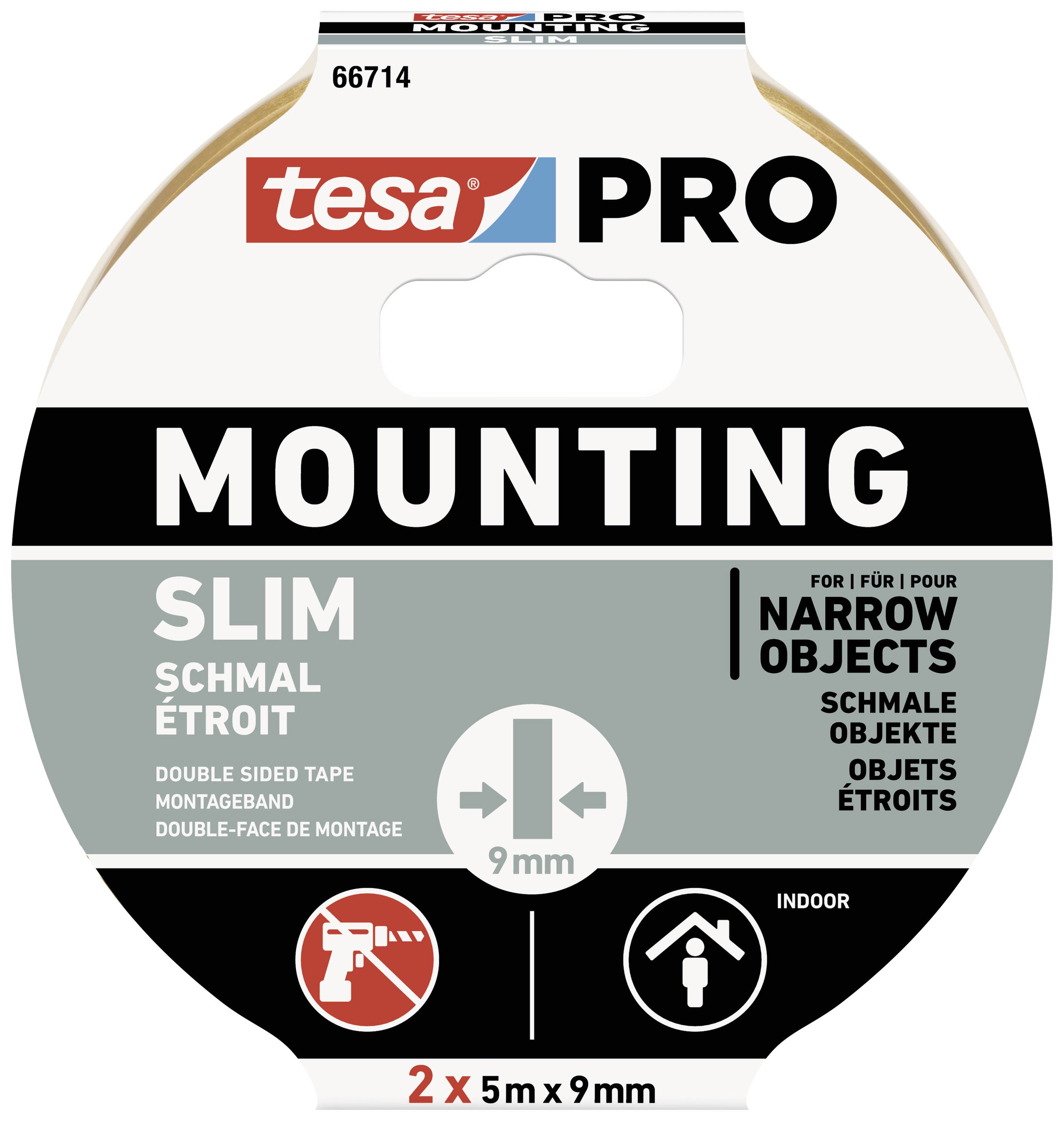 TESA Mounting PRO Schmal 66714-00000-00 Montageband Weiß (L x B) 10 m x 9 mm 2 St.