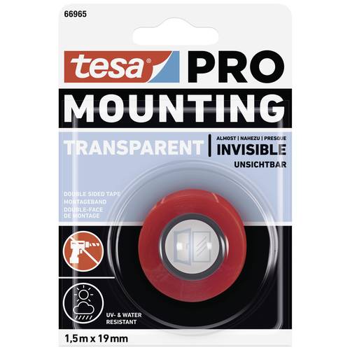 Thumbnail - tesa Mounting PRO Transparent 66965-00000-00 Montageband Transparent (L x B) 1.5 m x 19 mm 1 St.
