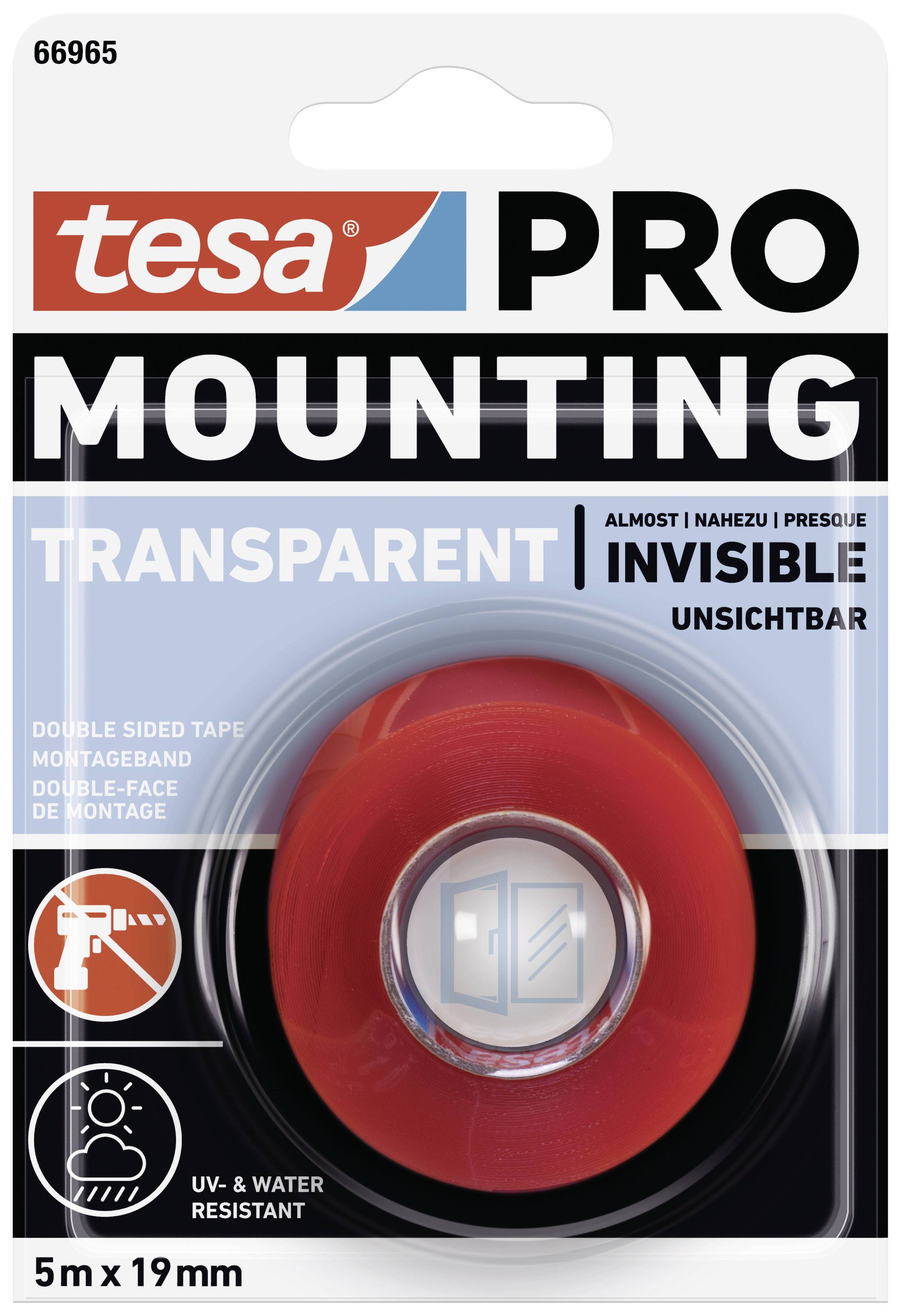 TESA Mounting PRO Transparent 66965-00001-00 Montageband Transparent (L x B) 5 m x 19 mm 1 St.