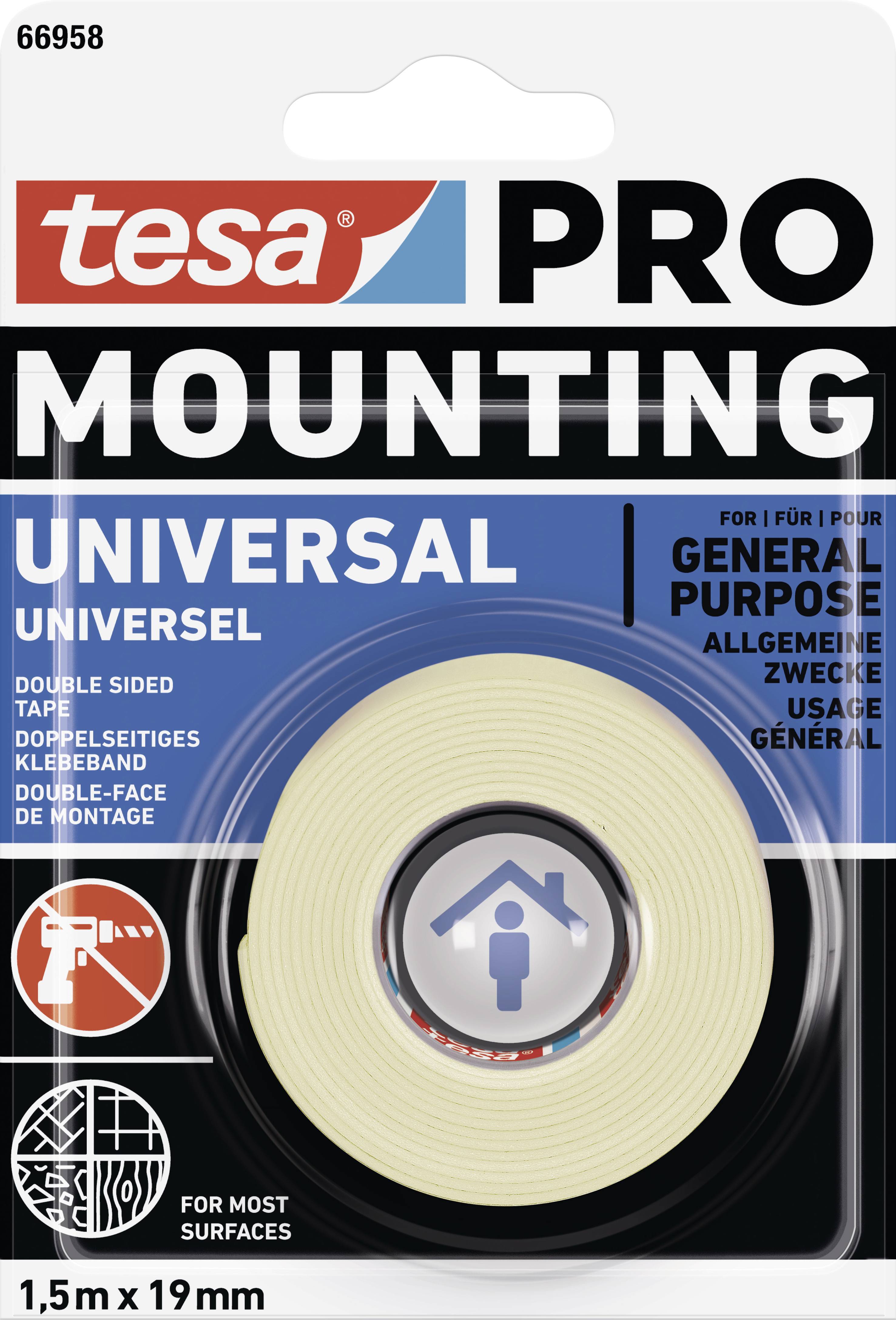 TESA Mounting PRO Universal 66958-00000-00 Montageband Weiß (L x B) 1.5 m x 9 mm 1 St.