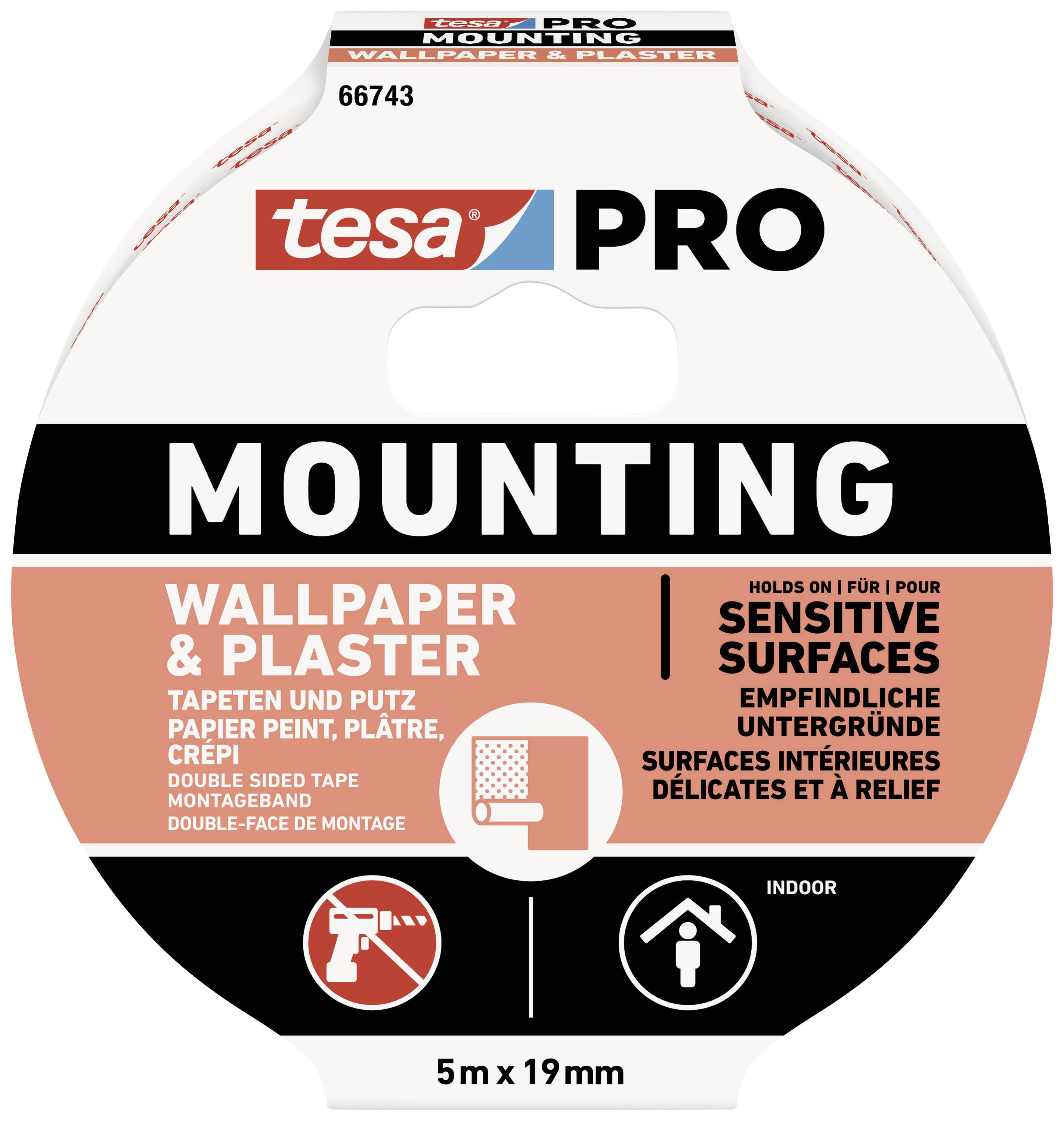 TESA Mounting PRO Tapete & Putz 66743-00001-00 Montageband Weiß (L x B) 5 m x 19 mm 1 St.