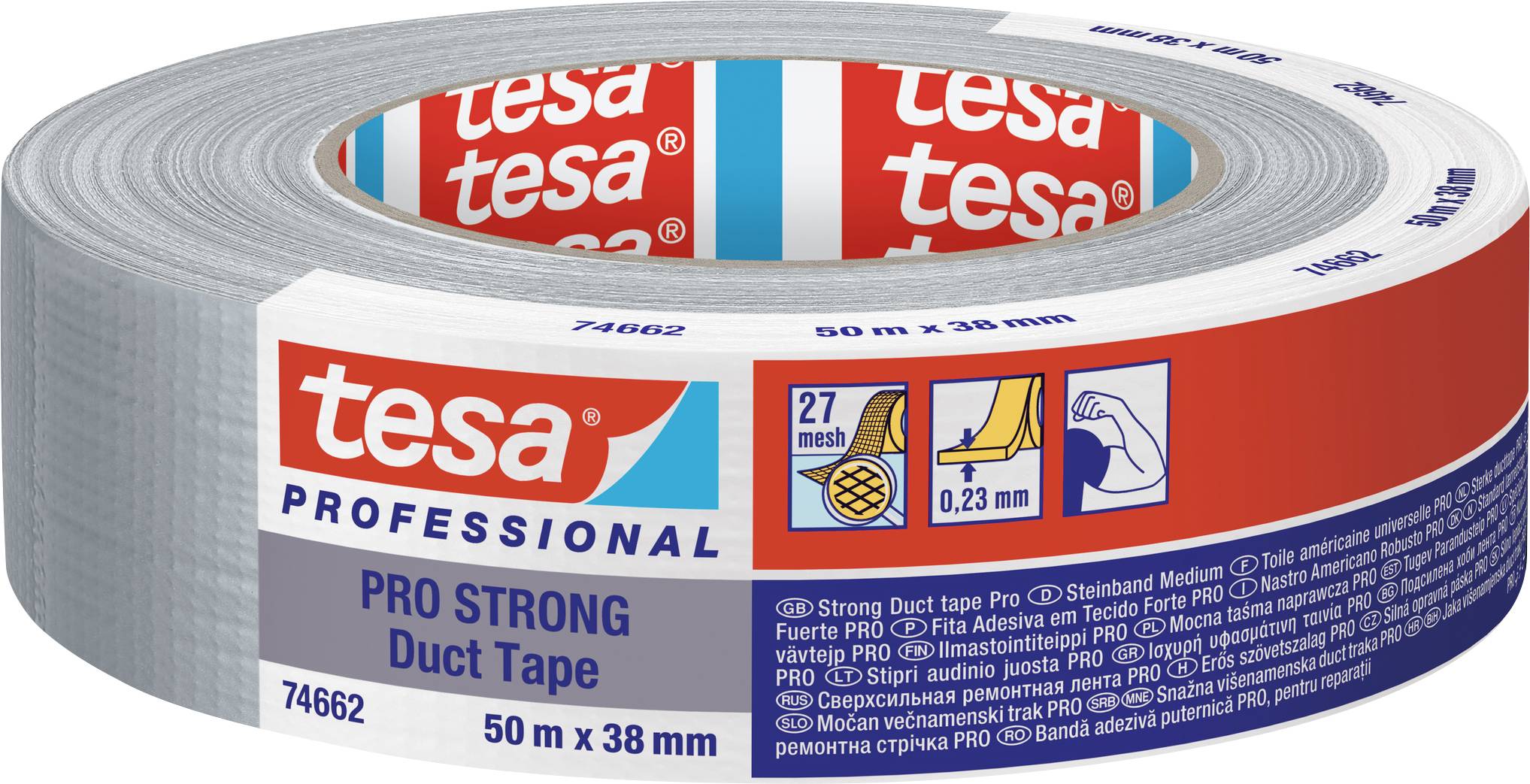 TESA Duct Tape PRO-STRONG 74662-00004-00 Reparaturband Grau (L x B) 50 m x 38 mm 1 St.