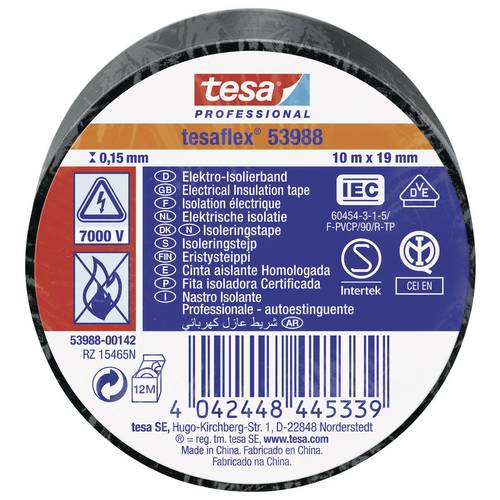 Thumbnail - tesa tesaflex IEC 53988-00142-00 Isolierband Schwarz (L x B) 10 m x 19 mm 1 St.