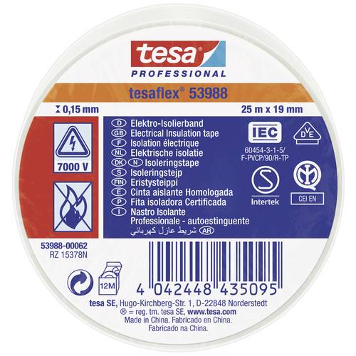 Thumbnail - tesa tesaflex IEC 53988-00062-00 Isolierband Weiß (L x B) 25 m x 19 mm 1 St.