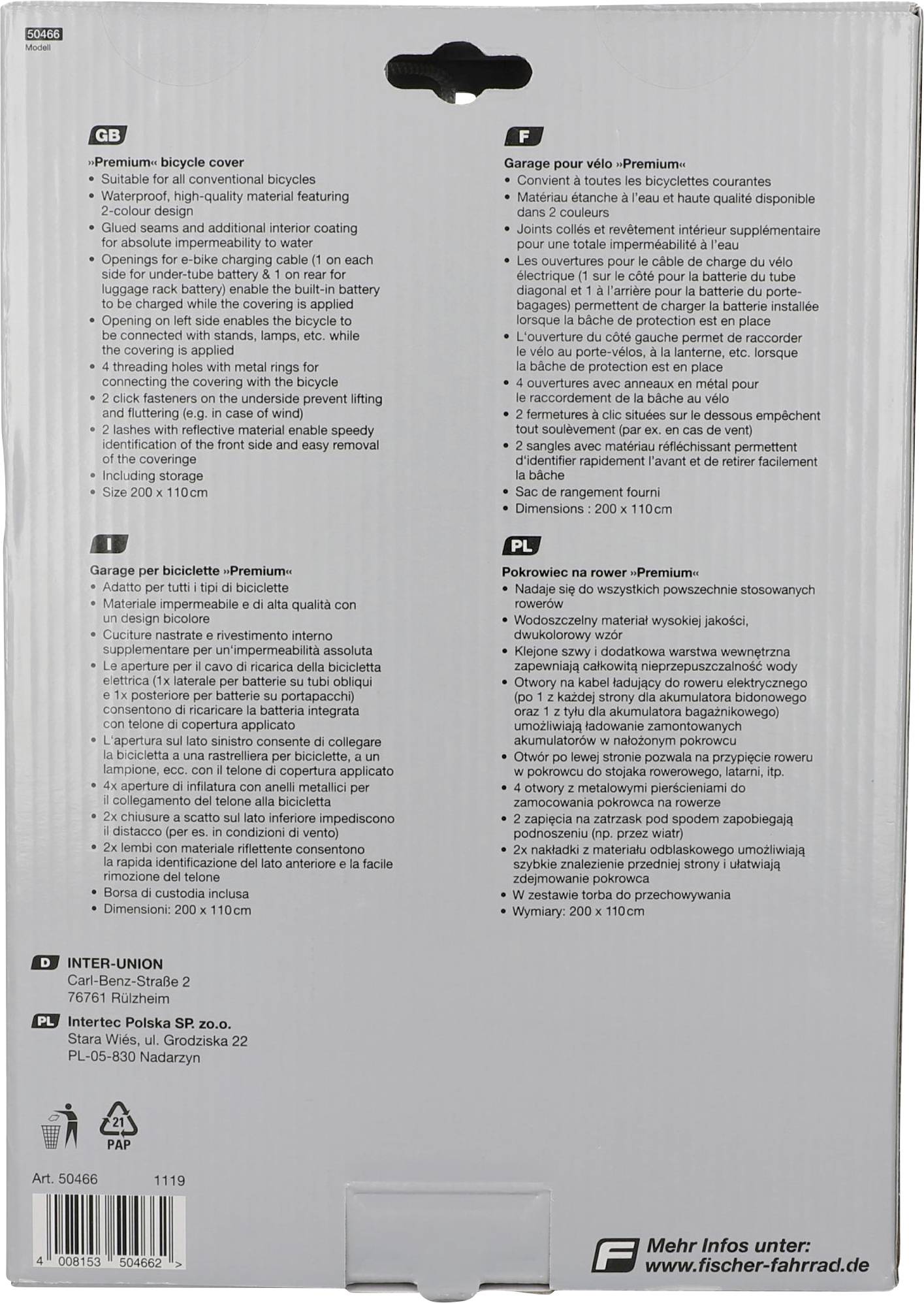 'Fahrradgarage' aus wasserfestem Material für Schutz vor Regen und Schmutz, geeignet für ein bis zwei Fahrräder, Maße: 200 x 110 cm.