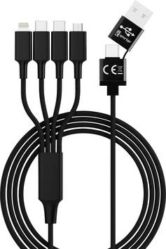 Smrter USB-Ladekabel   USB-A Stecker, USB-C® Stecker, USB-C® Stecker, Apple Lightning Stecker, USB-Micro-B Stecker 1.20 m Schwarz  SMRTER_ELITE_C_BK
