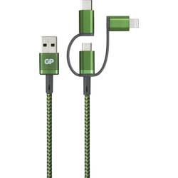 Image of GP Batteries USB-Ladekabel USB-A Stecker, USB-Micro-B Stecker, Apple Lightning Stecker, USB-C™ Stecker 1 m Grün