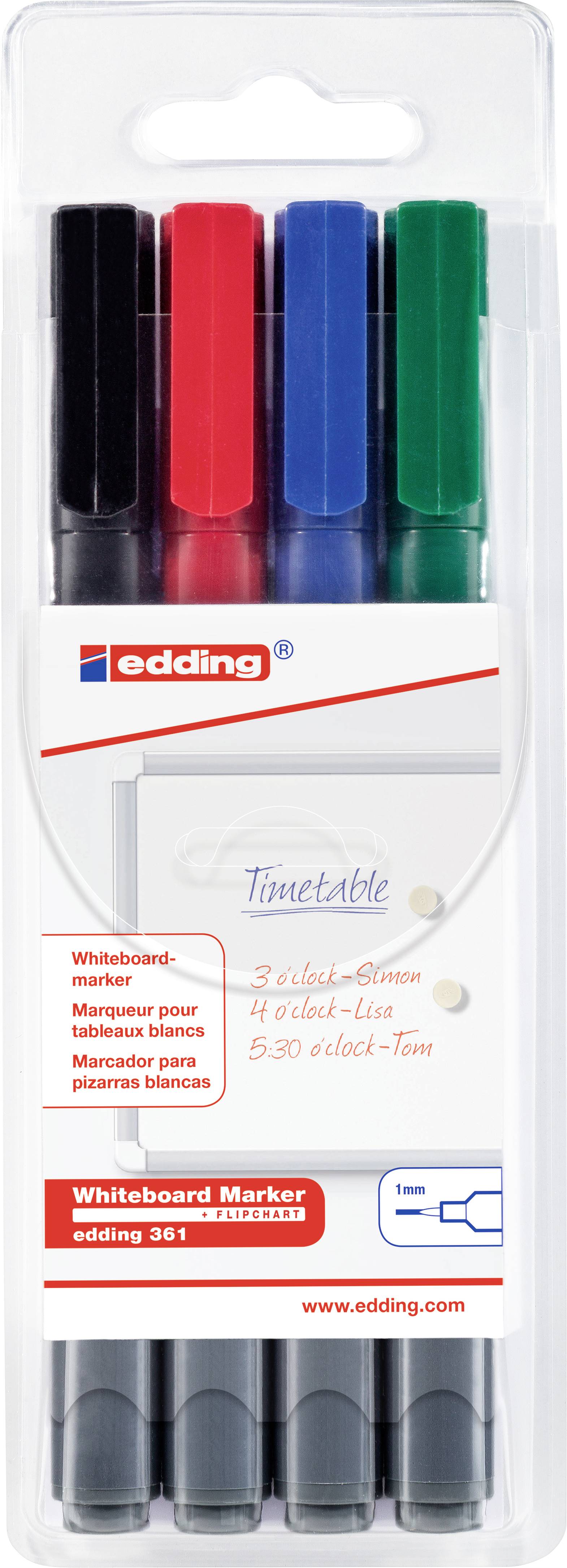 EDDING 4 edding 361 Whiteboard-Marker farbsortiert 1,0 mm; 1 Pack = 4 St.