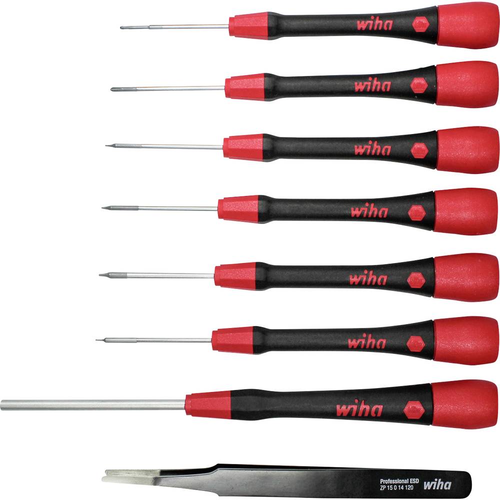 Wiha Fine Screwdriver Set Picofinish® 8-pcs. Mixed. Including Tweezers For Iphone®-apple® Devices