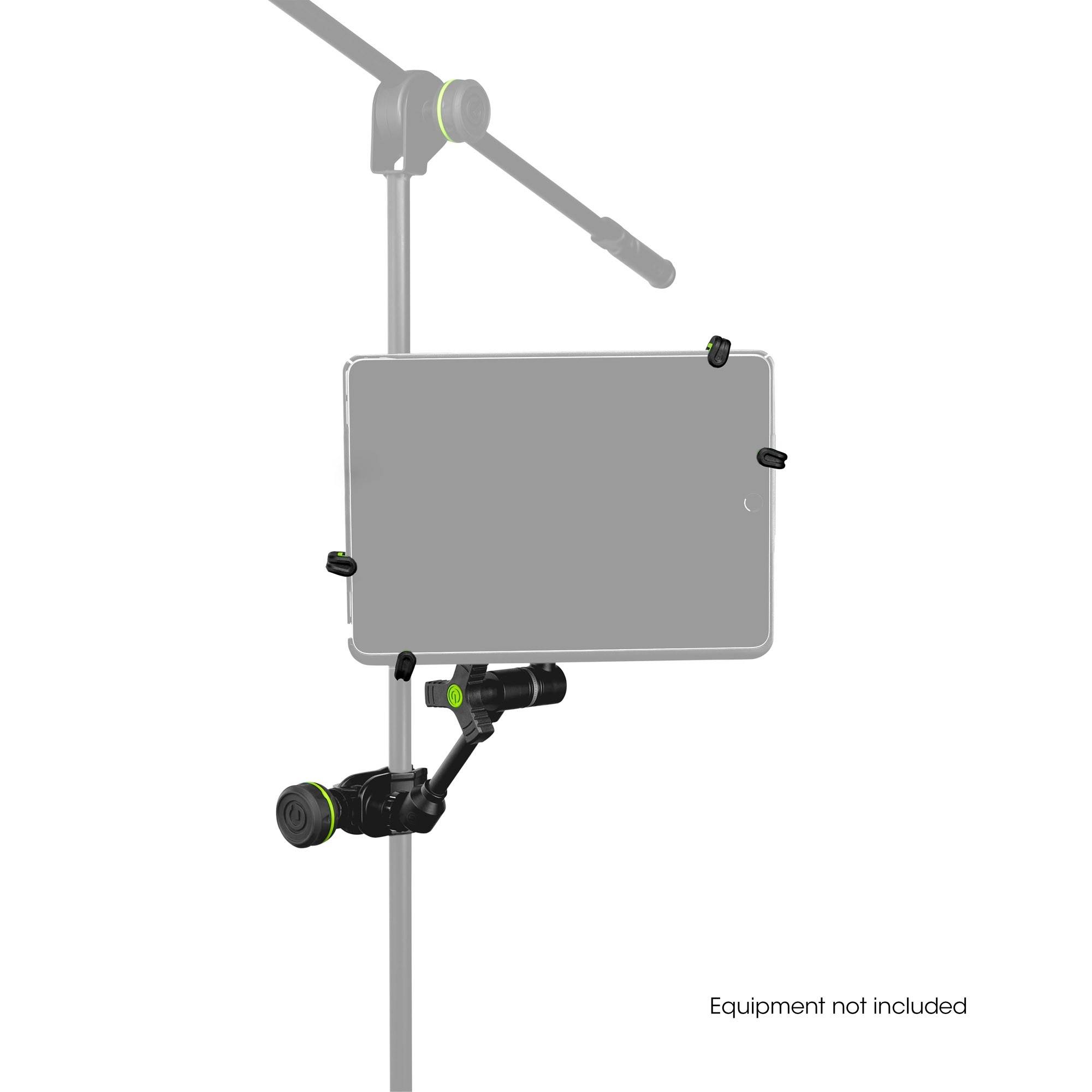 Halterung an einem Stativ zur Befestigung eines Tablets oder Smartphones, ohne abgebildetes Gerät.
