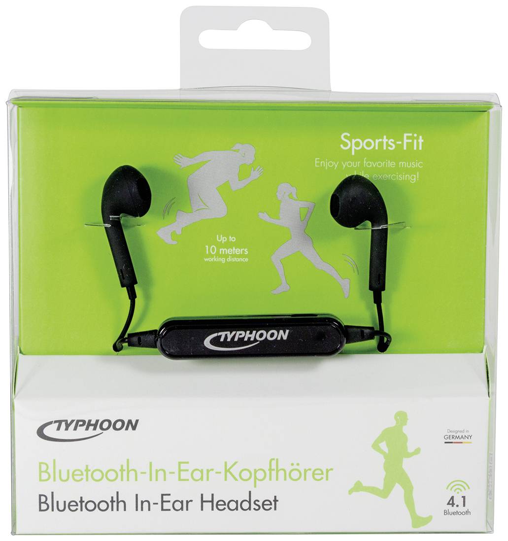 Typhoon TM039 In Ear Kopfhörer Bluetooth® Stereo Schwarz Sport-5
