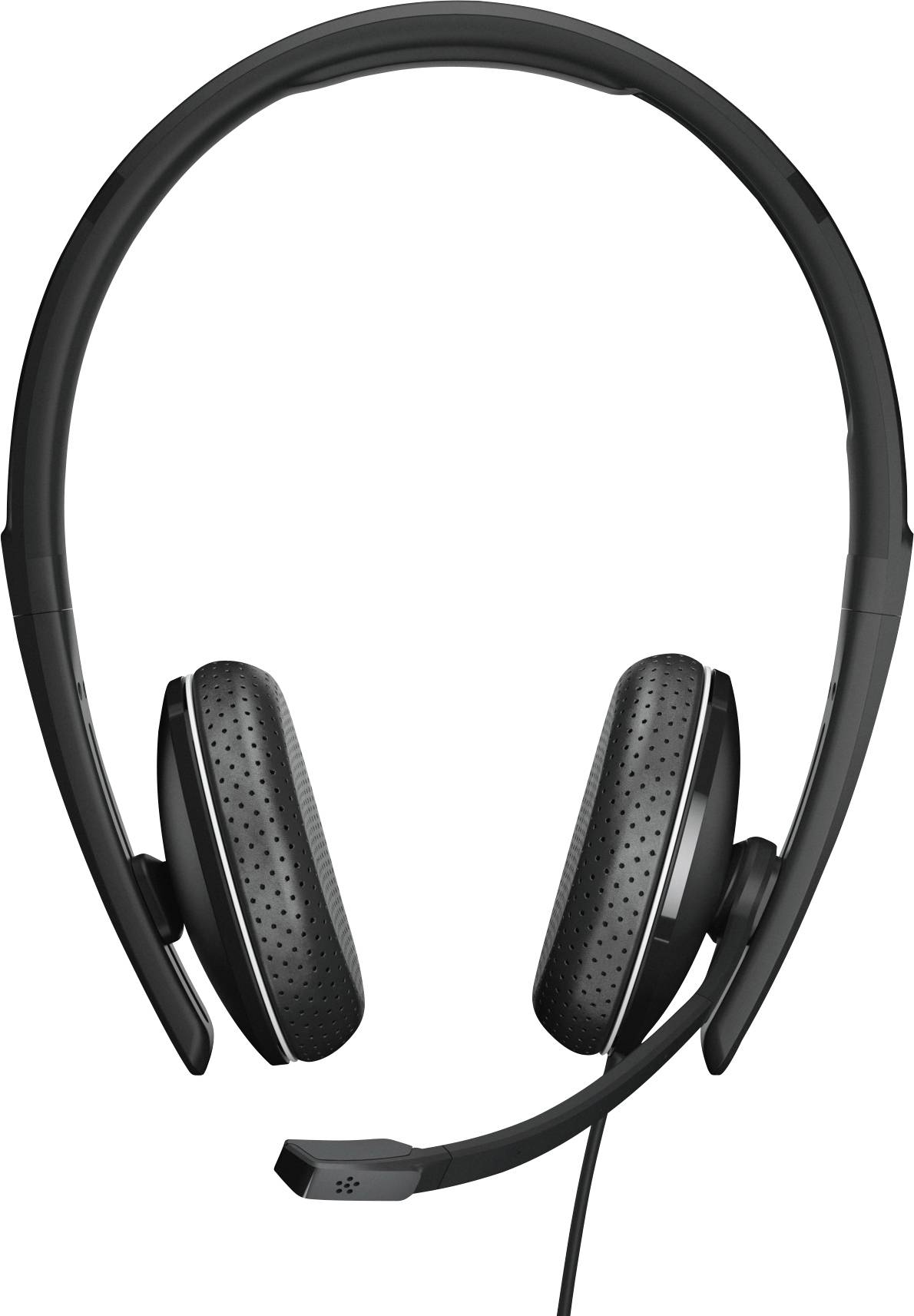 Schwarzes Kabel-Headset mit Mikrofon und gepolsterten Ohrmuscheln, geeignet für Computer oder Telefonanrufe.