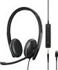EPOS EPOS ADAPT 165T USB-C II - ADAPT 100 Series - Headset On Ear Headset kabelgebunden Stereo Schwarz Noise Cancelling Lautstärkeregelung, Mikrofon-Stummschaltung Telefon