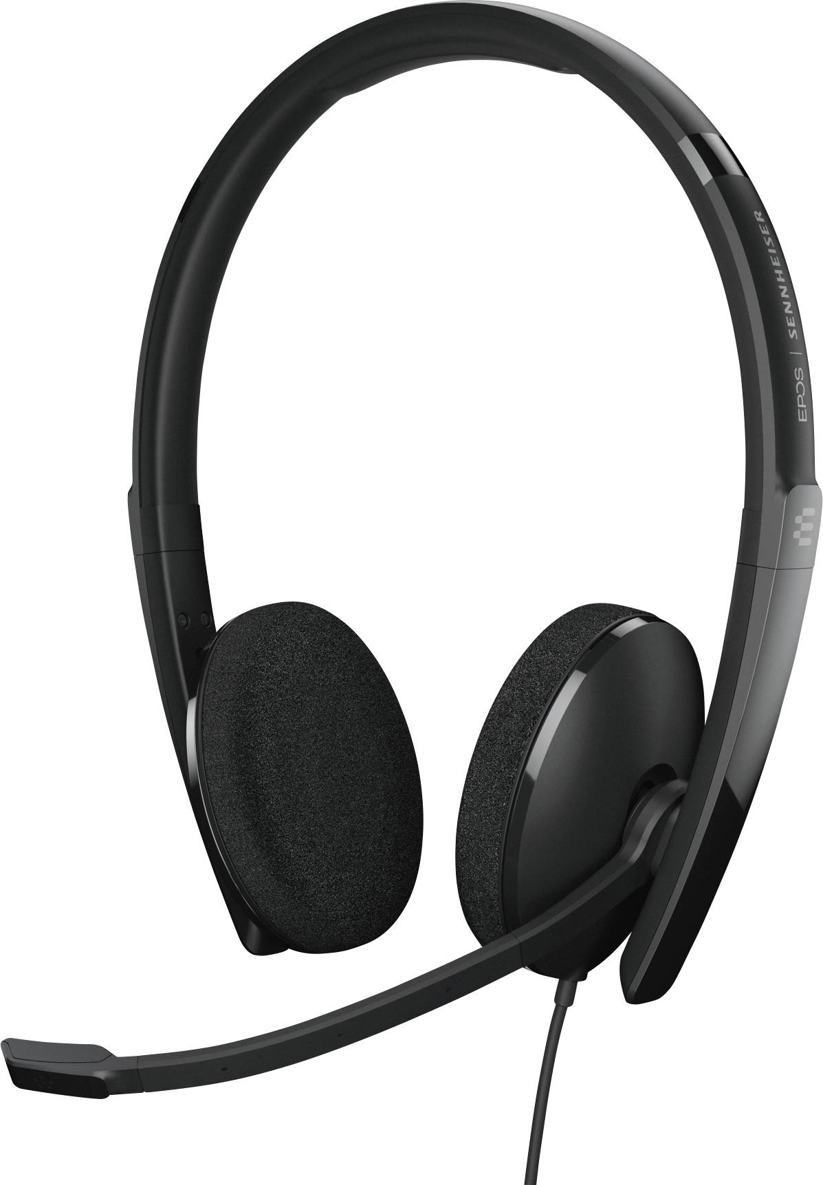 Schwarzes, kabelgebundenes Headset mit Mikrofon für PC oder Telefonanrufe. Geeignet für Gaming und Kommunikation.