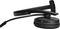 Kabelloses Headset seitlich gezeigt, schwarz, mit gepolstertem Ohrpolster und klappbarem Mikrofonarm. Geeignet für Freisprechanrufe.