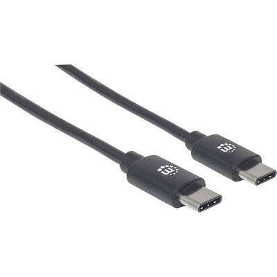 Manhattan USB-Kabel USB 2.0 USB-C® Stecker 2 m Schwarz  354875