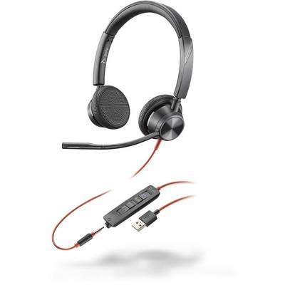 Plantronics Blackwire 3325-M Telefon  On Ear Headset kabelgebunden Stereo Schwarz Noise Cancelling Lautstärkeregelung, M