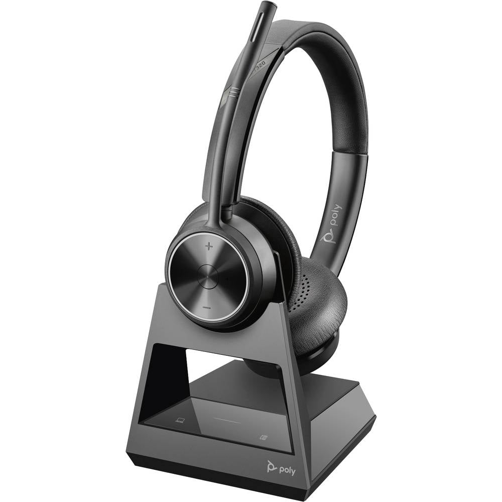 POLY SAVI 7320 On Ear headset Telefoon DECT Stereo Zwart Ruisonderdrukking (microfoon) Microfoon uit