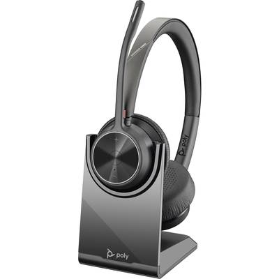 POLY VOYAGER 4320 UC Telefon On Ear Headset Bluetooth® Stereo Schwarz Mikrofon-Rauschunterdrückung, Noise Cancelling Mik