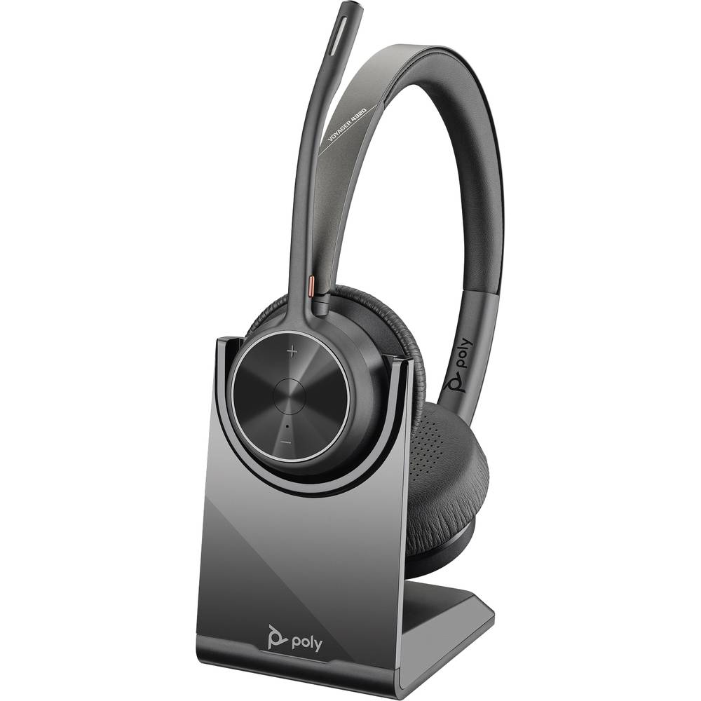 POLY VOYAGER 4320 UC On Ear headset Bluetooth Telefoon Stereo Zwart Ruisonderdrukking (microfoon), N