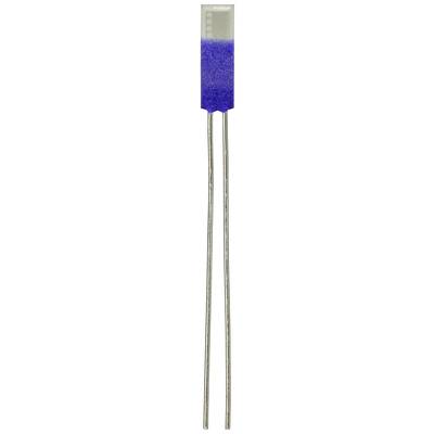 Ein blauer zylindrischer Widerstand mit zwei metallischen Anschlüssen.