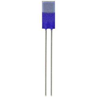 Kondensator mit blauer Umhüllung und zwei silbernen Drahtanschlüssen. Hauptsächlich in elektronischen Schaltungen verwendet.