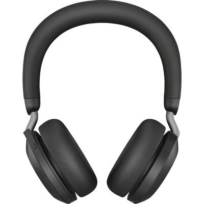 Schwarze Over-Ear-Kopfhörer, frontalansicht, zeigen polsterte Ohrmuscheln und einen gepolsterten Kopfbügel.