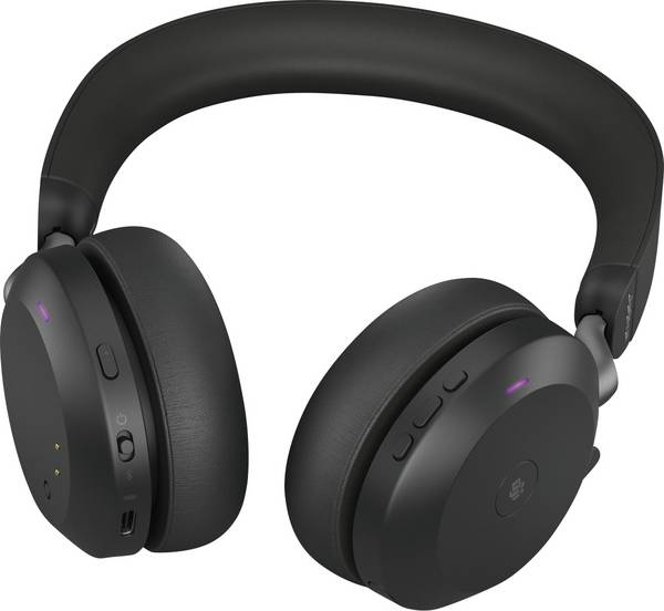 Jabra Evolve2 75 On Ear Headset Bluetooth®, kabelgebunden Stereo Schwarz Noise Cancelling Batterieladeanzeige, Mikrofon-Stummschaltung Telefon