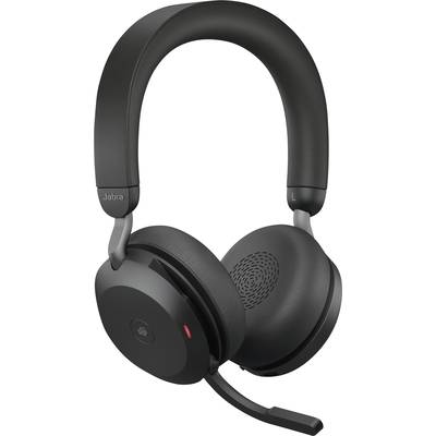 Schwarzes, kabelloses Headset mit Mikrofon, geeignet für Kommunikation und Musik, Marke auf Ohrmuschel sichtbar.