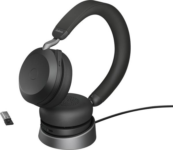 Jabra Evolve2 75 Over Ear Headset kabelgebunden Stereo Schwarz Noise Cancelling Batterieladeanzeige, Mikrofon-Stummschaltung Telefon
