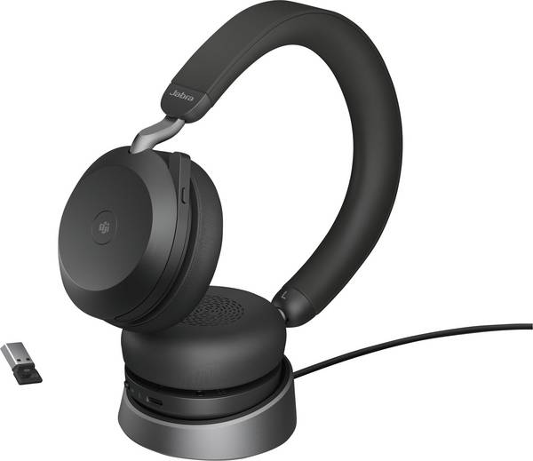 Jabra Evolve2 75 Over Ear Headset kabelgebunden Schwarz Batterieladeanzeige, Mikrofon-Stummschaltung Telefon