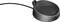Schwarze Ladebasis mit Kabel, zwei goldenen Kontakten und 'Jabra'-Logo, zum Aufladen kompatibler elektronischer Geräte.