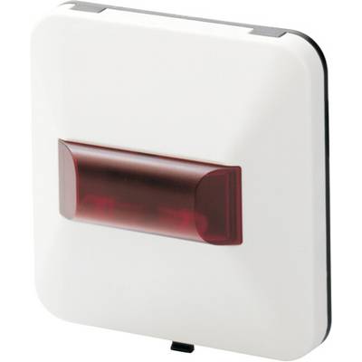 Ein weißes rechteckiges Gerät mit einem roten Licht auf der Vorderseite. Es sieht aus wie ein elektrischer Schalter oder Signalgeber.
