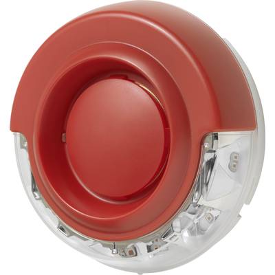 Roter, runder Feuermelder mit transparenter Basis.