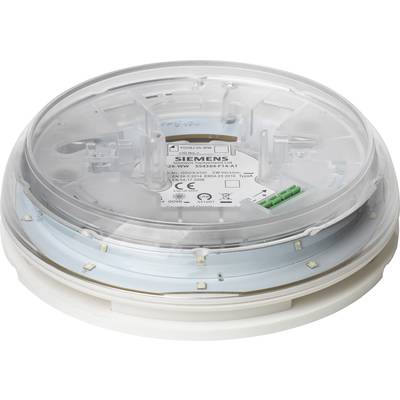 'Runde Siemens LED-Leuchte mit durchsichtigem Gehäuse, geeignet für Deckenmontage. Enthält technische Informationen auf dem Label.'