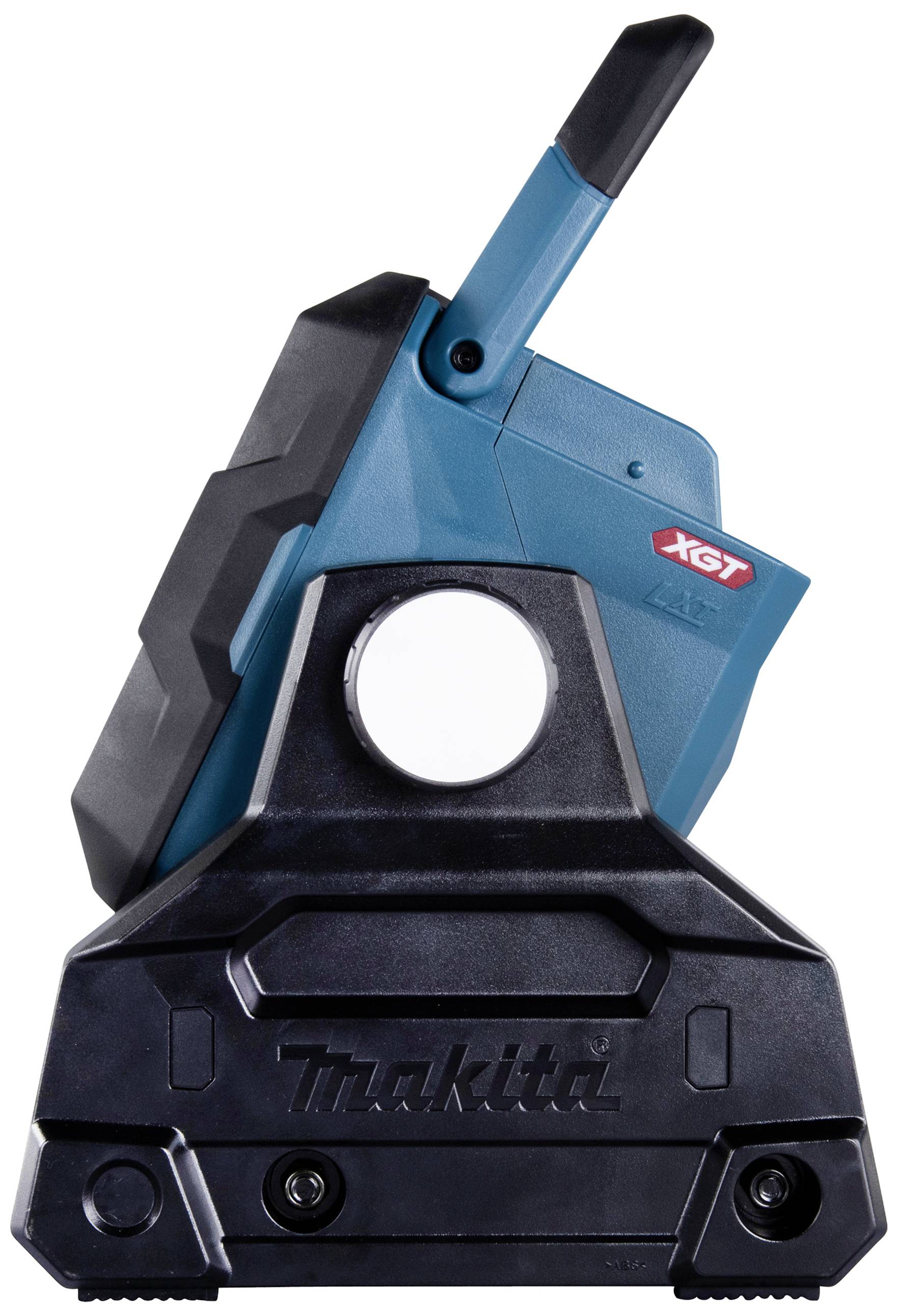 Akkuwerkzeug in Schwarz und Blau mit dem Logo 'Makita' und dem Schriftzug 'XGT'. Es ist schräg positioniert mit einem Griff oben.