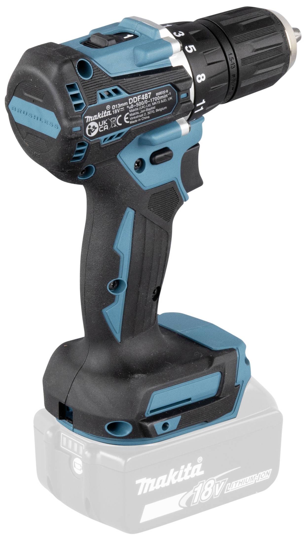 Kabelloser Akkuschrauber mit blau-schwarzem Gehäuse, Akkupack unten. Geeignet für Heimwerkerarbeiten und Schraubprojekte.