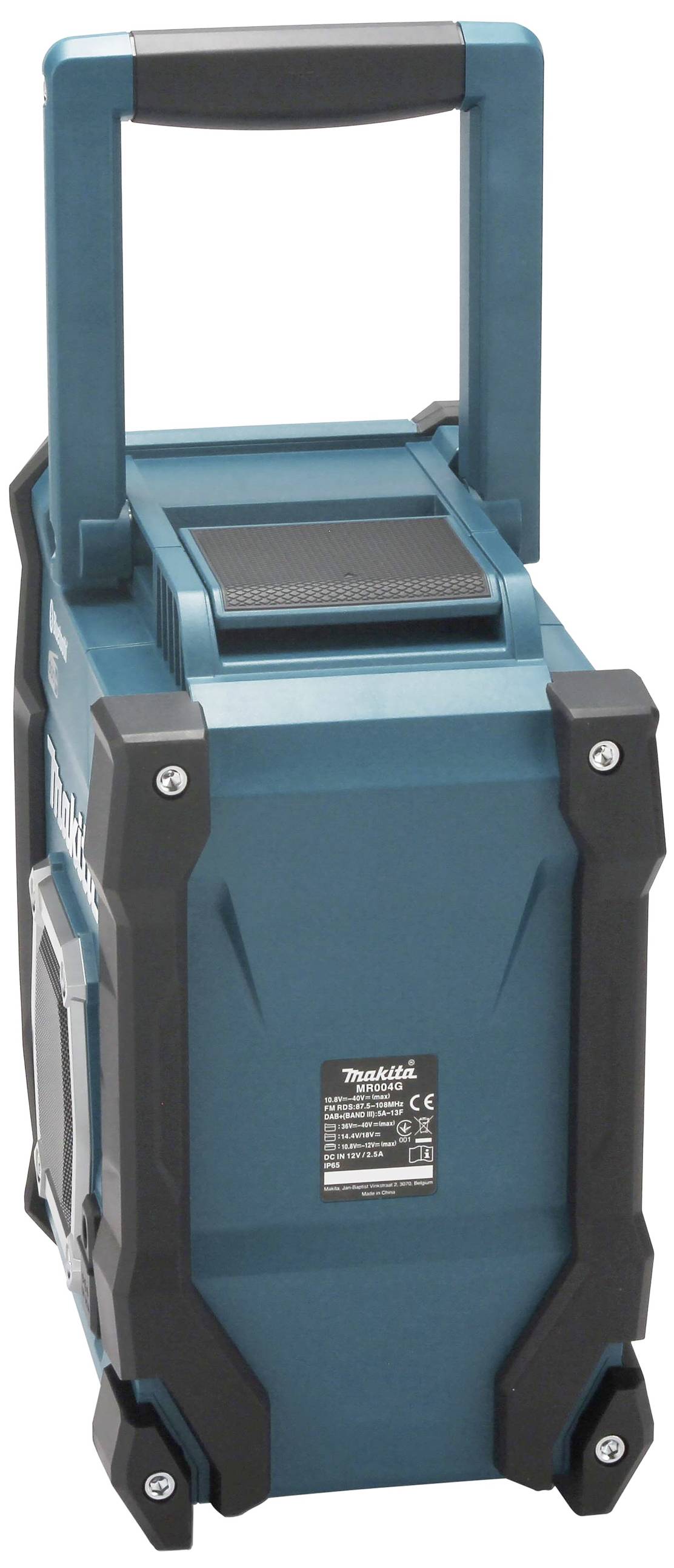 Tragbares blaues Gerät mit Griff, robustem Gehäuse und sichtbarer Marke.