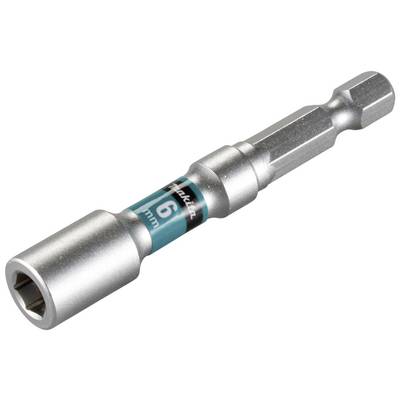 Ein silberner Magnet-Schraubendreheraufsatz mit einem grünen Etikett, das '6 mm' anzeigt, zur Befestigung auf Bohrmaschinen.