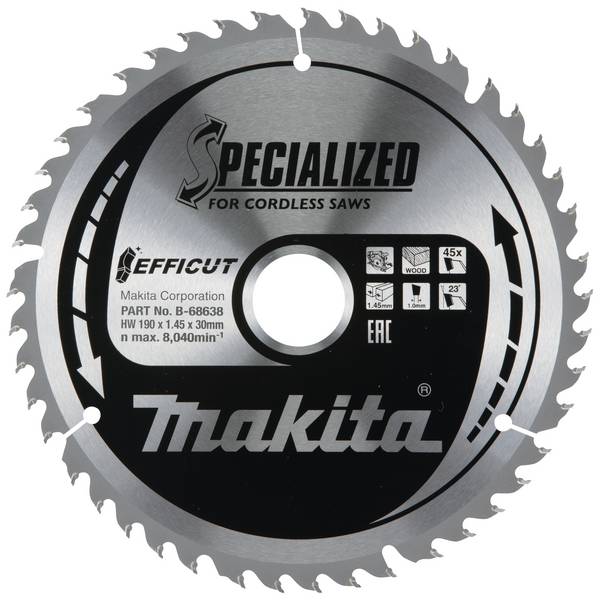 Makita B-68638 B-68638 Kreissägeblatt 190 x 30 x 1.45 mm Zähneanzahl: 45 1 St.