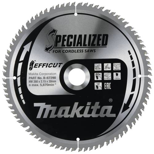 Makita B-67290 Kreissägeblatt 260 x 30 x 2.15 mm Zähneanzahl: 80 1 St.