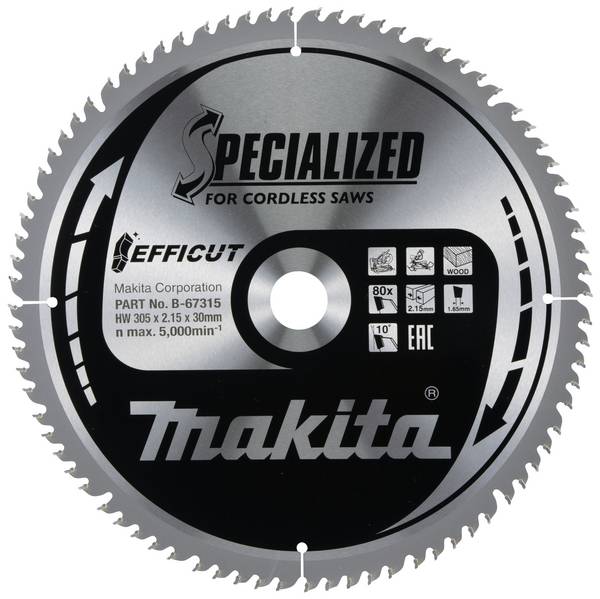Makita B-67315 B-67315 Kreissägeblatt 305 x 30 x 2.15 mm Zähneanzahl: 80 1 St.