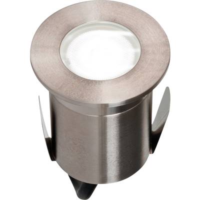 Ein runder LED-Spot aus Metall mit Glasabdeckung, geeignet für den Einbau in Decken oder Wände.