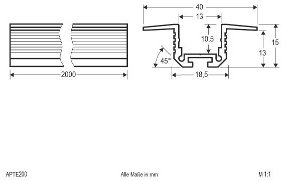 EVN APTE 200 APTE 200 Profil Aluminium (L x B) 2000 mm x 40.00 mm 1 St.-2