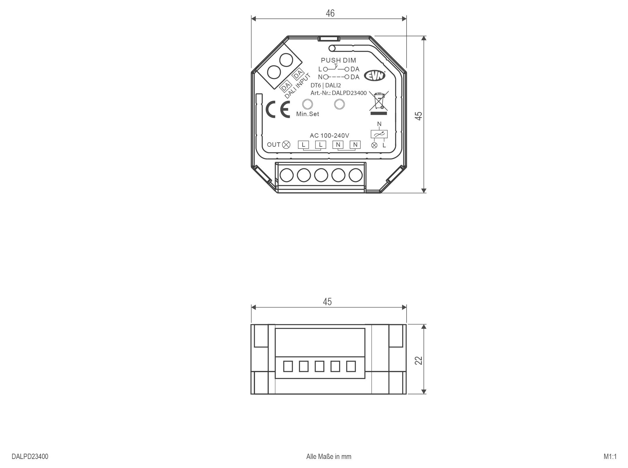 EVN DALPD23400 LED-Dimmer 45 mm 46 mm-2