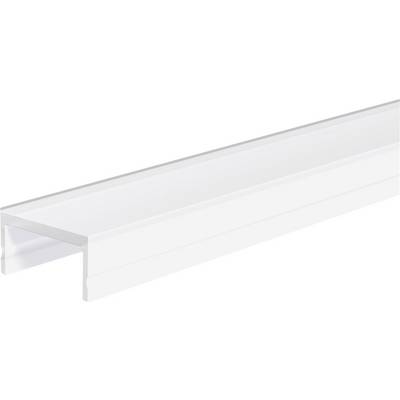 Transparenter Kunststoff-Lichtdiffusor-Kanal mit U-förmigem Profil, perspektivisch auf weißem Hintergrund dargestellt.